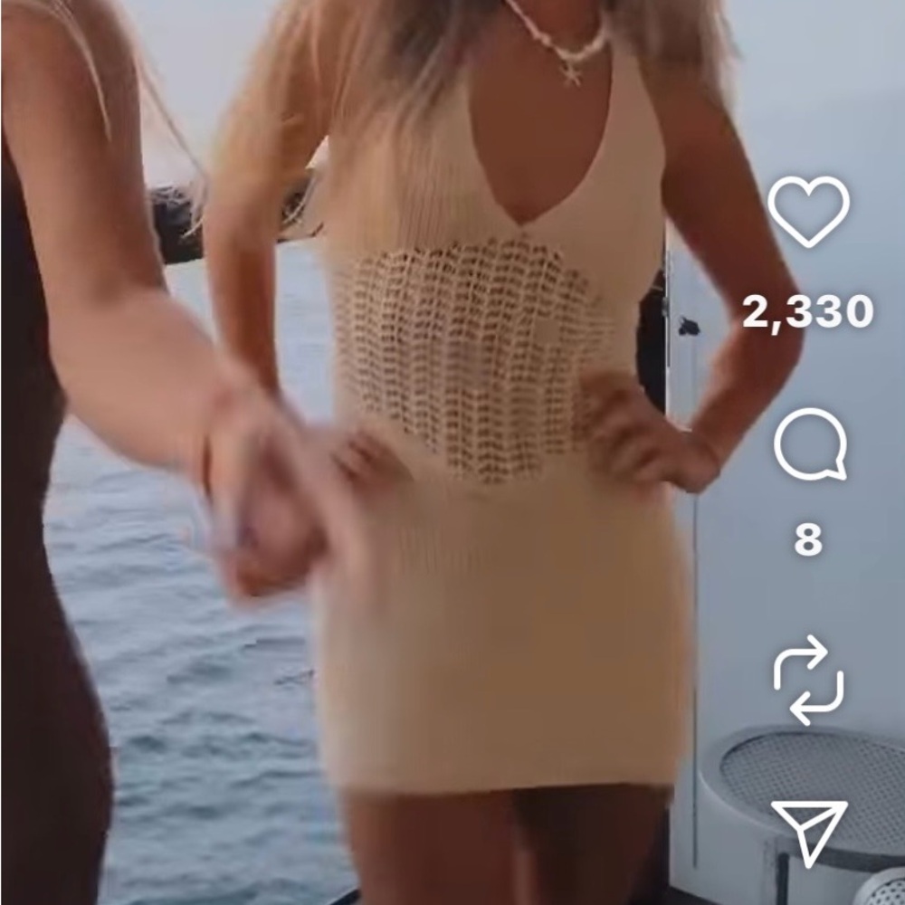 Beige Knit Halter Dress